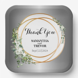 金箔の緑：カスタムのボタニカルステッカー ペーパープレート