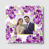 金箔の花の紫の結婚宝庫の写真 ゲストブック (裏面)