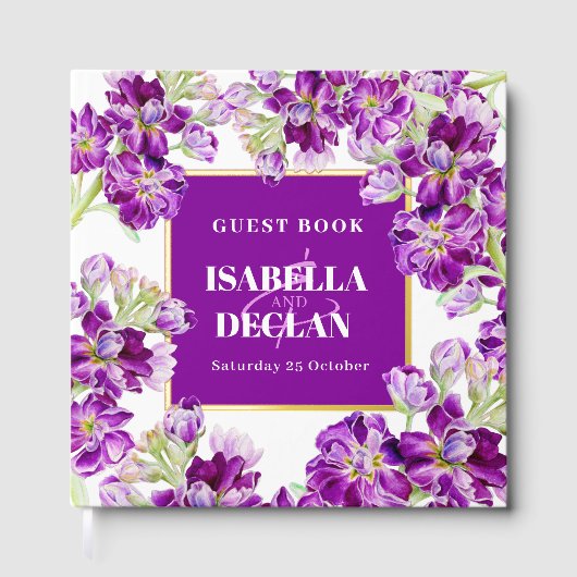 金箔の花の紫の結婚宝庫の写真 ゲストブック (正面)