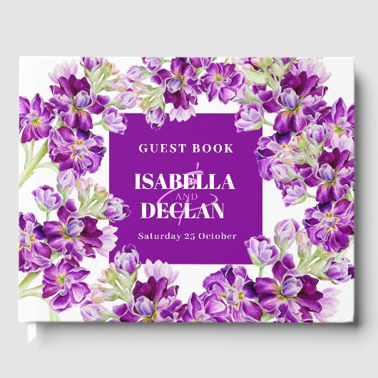 金箔の花の紫の結婚宝庫の写真 ゲストブック (正面)