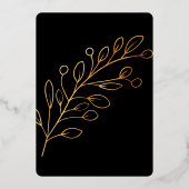 金箔の葉と家族写真のクリスマス 箔シーズンカード (裏面)