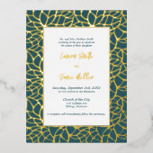 金箔の葉結婚式招待状カード 箔招待状ポストカード (正面)