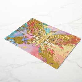 金箔の蝶、金ゴールド箔、紫のピンクブルーカード 箔シーズンカード