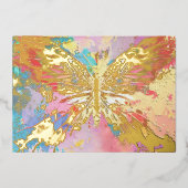 金箔の蝶、金ゴールド箔、紫のピンクブルーカード 箔シーズンカード (正面)