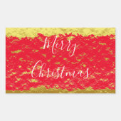 金箔の赤いきらびやかな輝きがクリスマスのお祝い 長方形シール (正面)