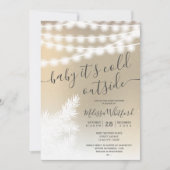 金箔の雪の松の文字列ライト赤ちゃんシャワー 招待状 (正面)