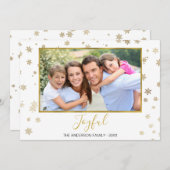 金箔の雪の結晶の喜びクリスマスフォトカード シーズンカード (正面/裏面)