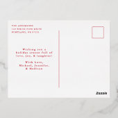 金箔の雪の結晶フォトレッドと金ゴールド 箔シーズンポストカード (裏面)