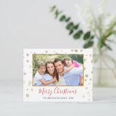 金箔の雪の結晶メリークリスマスフォトカード シーズンポストカード (スタンド正面)