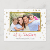 金箔の雪の結晶メリークリスマスフォトカード シーズンポストカード (正面)