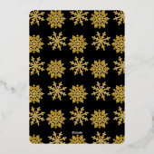 金箔の雪片と家族の写真パーソナライズされた 箔シーズンカード (裏面)