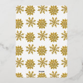 金箔の雪片と家族の写真パーソナライズされた 箔シーズンカード (裏面)