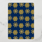 金箔の雪片と家族の写真パーソナライズされた 箔シーズンカード (裏面)