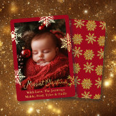 金箔の雪片と家族の写真パーソナライズされた 箔シーズンカード