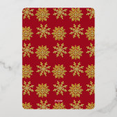 金箔の雪片と家族の写真パーソナライズされた 箔シーズンカード (裏面)