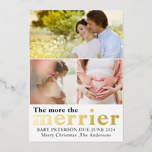 金箔は妊娠写真メリーを多く 箔招待状 (正面)