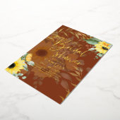 金箔ひまわり素朴ブライダルシャワーQRコード 箔招待状 (回転した状態)