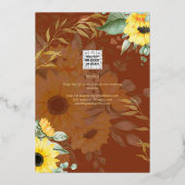 金箔ひまわり素朴ブライダルシャワーQRコード 箔招待状 (裏面)