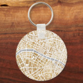 金箔を施したパリの地図 キーホルダー (正面)