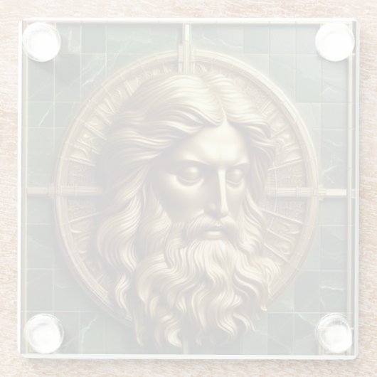 金箔を施した大理石の上にアブソリューションでエレガンス ガラスコースター (裏面)