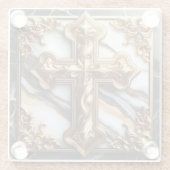 金箔を施した大理石の上にアブソリューションでエレガンス ガラスコースター (裏面)