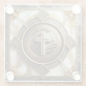 金箔を施した大理石の上にアブソリューションでエレガンス ガラスコースター (裏面)