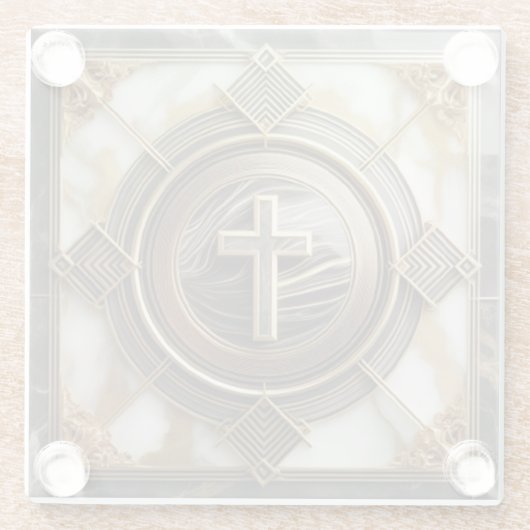 金箔を施した大理石の上にアブソリューションでエレガンス ガラスコースター (裏面)