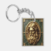 金箔を施した大理石の上にアブソリューションでエレガンス キーホルダー (正面左)