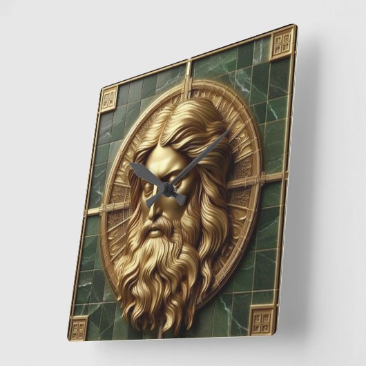 金箔を施した大理石の上にアブソリューションでエレガンス スクエア壁時計 (傾斜)