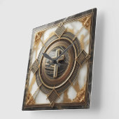 金箔を施した大理石の上にアブソリューションでエレガンス スクエア壁時計 (傾斜)