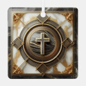 金箔を施した大理石の上にアブソリューションでエレガンス メタルオーナメント (裏面)