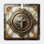 金箔を施した大理石の上にアブソリューションでエレガンス メタルオーナメント (正面)