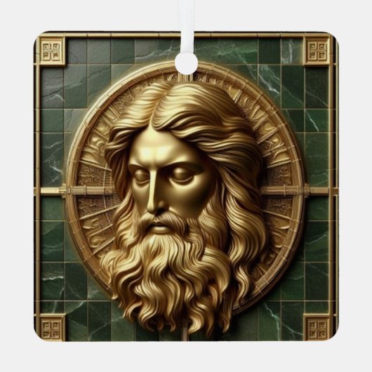 金箔を施した大理石の上にアブソリューションでエレガンス メタルオーナメント (裏面)