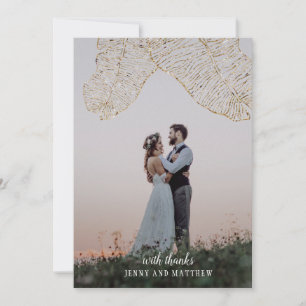 金箔を施した結婚熱帯の写真 サンキューカード