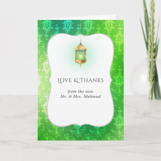 金箔アラビア·ボリウッ結婚ドの写真 サンキューカード (正面)