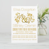 金箔アンパサンドおよびスクロールリーフ結婚フローラ 招待状 (スタンド正面)