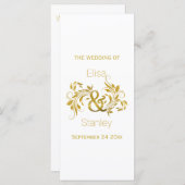 金箔アンパサンドおよびスクロール結婚式プログラム プログラム (正面/裏面)