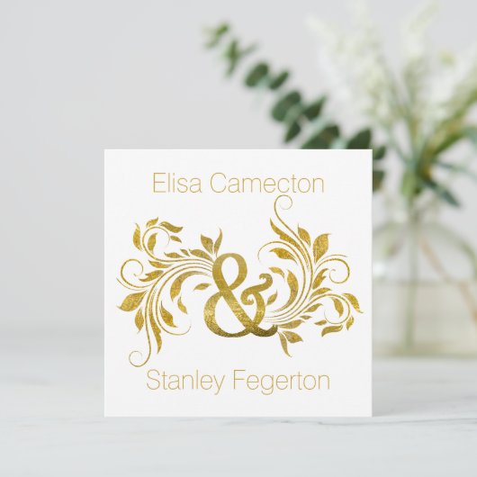 金箔アンパサンド華美フラ結婚イフローラ 招待状 (スタンド正面)