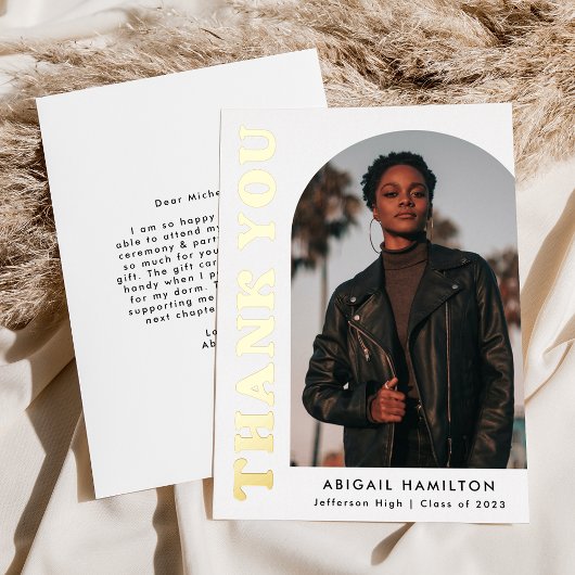 金箔アーチフォト卒業サンキューカード 箔招待状