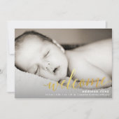 金箔ウェルカムフェイク金ゴールド |誕生のお知らせ 案内状 (正面)