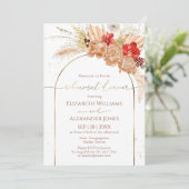 金箔ウォーターカラーボホ結婚のリハーサルディナー 招待状 (スタンド正面)