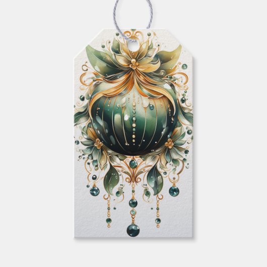 金箔エメラルド：グリーンと金ゴールド交響曲 ギフトタグ (正面)