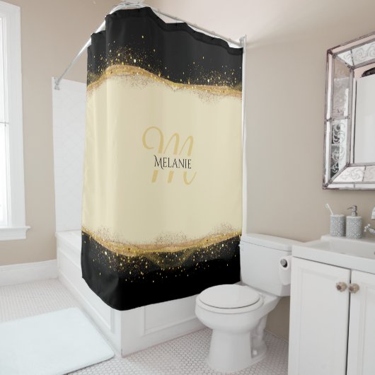 金箔エレガンスパーソナライズされたシャワーカーテン シャワーカーテン (インサイチュ)
