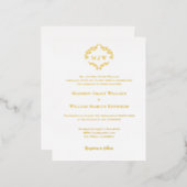 金箔エレガントリースモノグラフォーマルム結婚ズ 箔招待状ポストカード (正面/裏面)