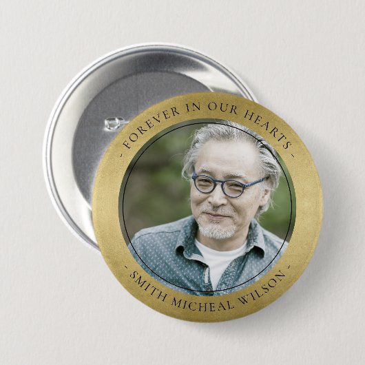 金箔エレガント悔やみや弔慰記念写真ボトルO 缶バッジ (正面&裏面)