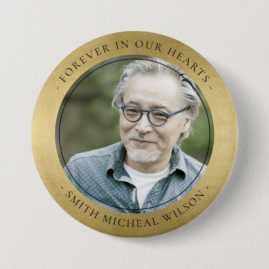 金箔エレガント悔やみや弔慰記念写真ボトルO 缶バッジ (正面)