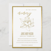 金箔エレガント水百合悔やみや弔慰記念碑 サンキューカード (正面)