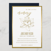 金箔エレガント水百合悔やみや弔慰記念碑 サンキューカード (正面/裏面)