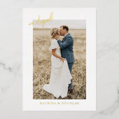 金箔エロペ結婚メントの発表写真 箔招待状 (正面)