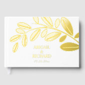 金箔オリーブ地中海のブランチ結婚ホワイト ゲストブック (正面)
